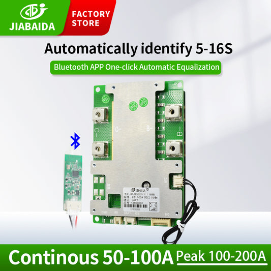 JBD Smart BMS 8S 16S 6~10S 60A 80A 100A Lifepo4 Li-ion for Lithium Iron Battery Pcb with UART RS485 Function/BT Module with Balance Wires Jiabaida BMS